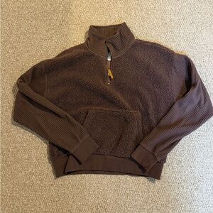 Dry Goods Brown Sherpa Half-Zip Pullover Hoodie